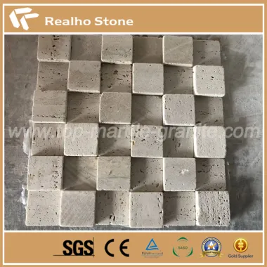 Tumbled Travertine Square Forma Mosaico Piastrelle