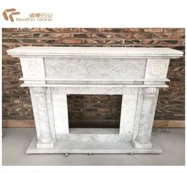 Caminetto Fireplace in Marmo Bianco