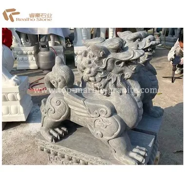 Statua di scultura di animali in pietra Kylin per la decorazione domestica